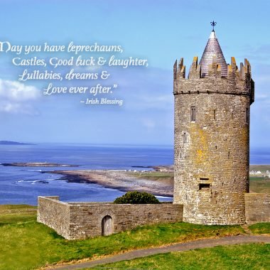 Irish castle wedding card with Irish castle and blessing