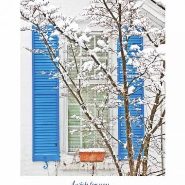 Snowy window holiday wishes card
