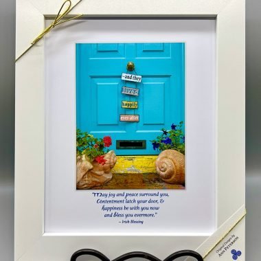 Happily ever after blue door with Irish blessing