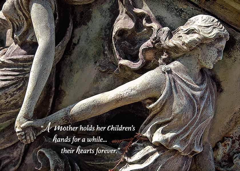 Mother holds children's hands Mother's day card