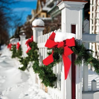 Red ribbon on fence